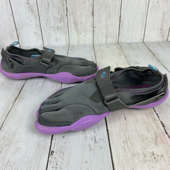 Fila Skele-Toes EZ Slide Women’s Size 7 Drainage Water Toe Shoes Gray Purple - Picture 3 of 12